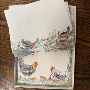 Set of 12 Charming Rooster and Hen Stationery Set